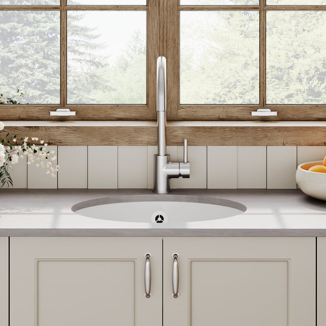 Nuie 460 x 191mm Fireclay Single Bowl Round Inset Sink With Central Waste And Overflow – White or Soft Black