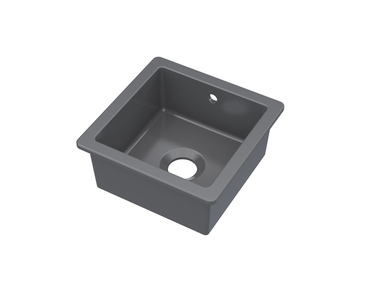 Nuie 457 x 457mm Fireclay Single Bowl Square Inset Sink With Central Waste And Overflow – White or Soft Black, photo 3