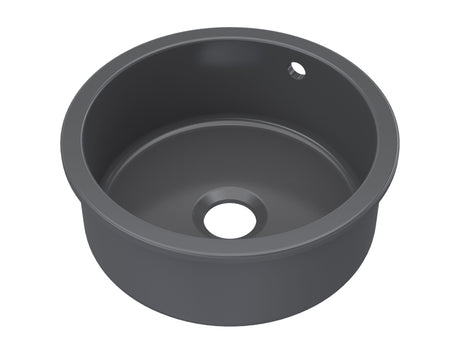 Nuie 460 x 191mm Fireclay Single Bowl Round Inset Sink With Central Waste And Overflow – White or Soft Black, photo 3