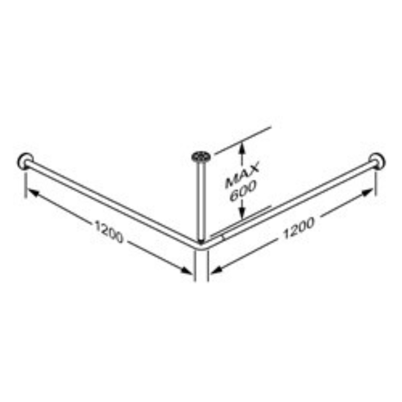 Pressalit Shower Curtain Rail 1200x1200mm Anthracite RT212112