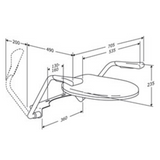 Pressalit DANIA TMA 1 Arm Support For Mounting On Toilet 360mm Width (R1170000)