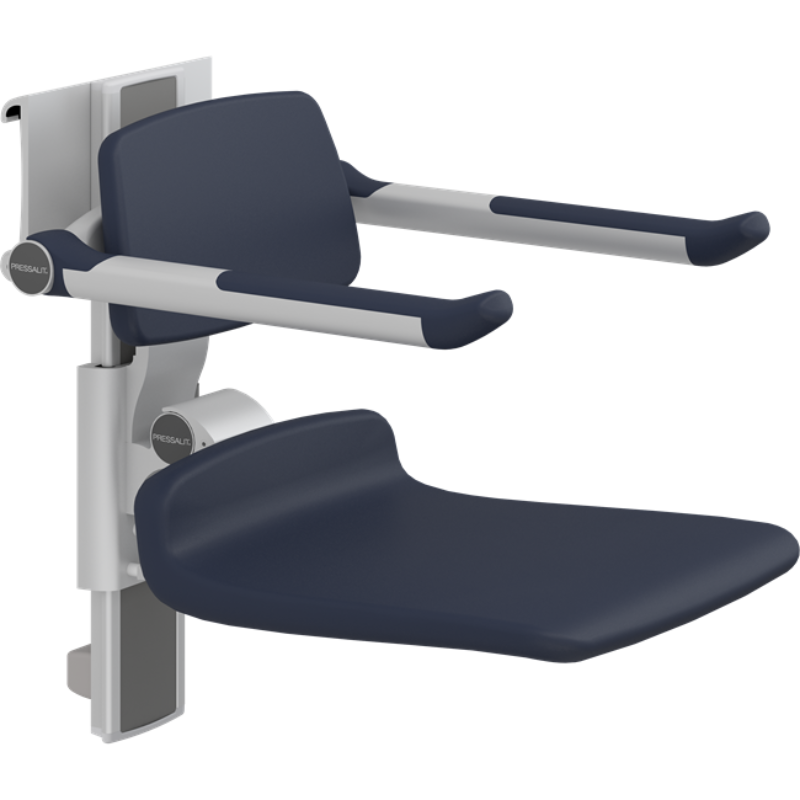 Pressalit PLUS Shower Seat 450 With Aperture, Manually Height And Manually Sideways Adjustable Dark Blue (R7464108)