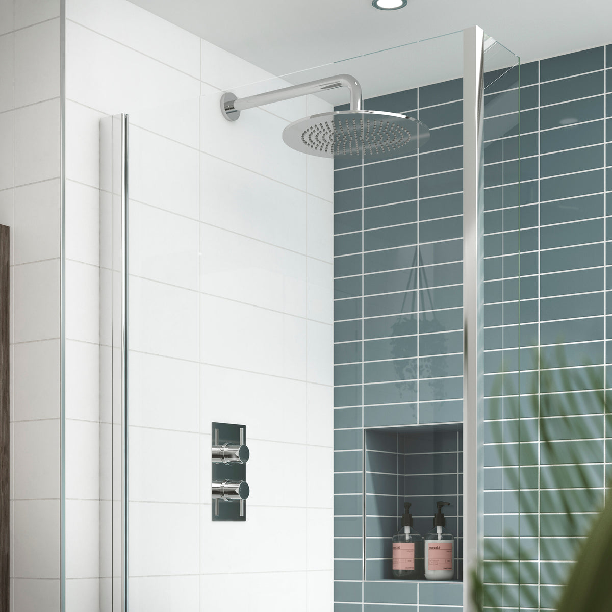 Nuie Twin Thermostatic Shower Valve – Brushed Pewter, Chrome or Brushed Brass