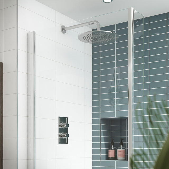Nuie Twin Thermostatic Shower Valve – Brushed Pewter, Chrome or Brushed Brass