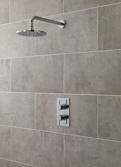Nuie Twin Thermostatic Shower Valve With Diverter – 215mm High – Chrome