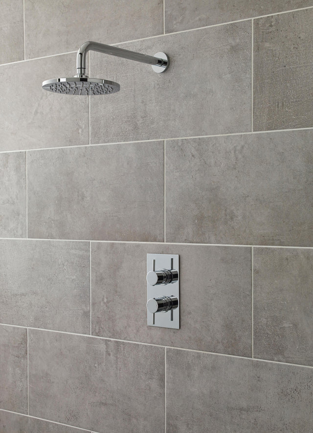Nuie Twin Thermostatic Shower Valve With Diverter – 215mm High – Chrome