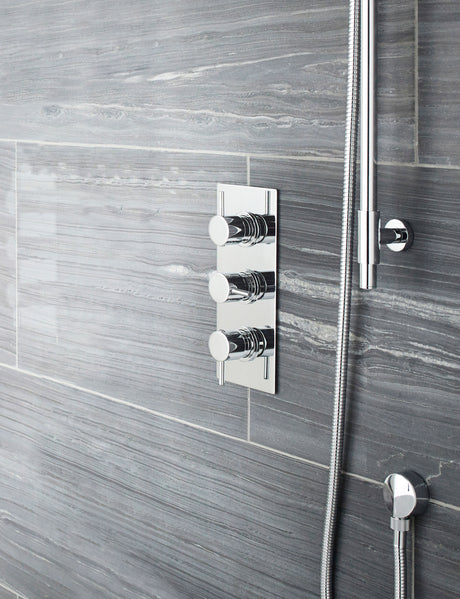 Nuie Triple Thermostatic Shower Valve With Diverter – Chrome