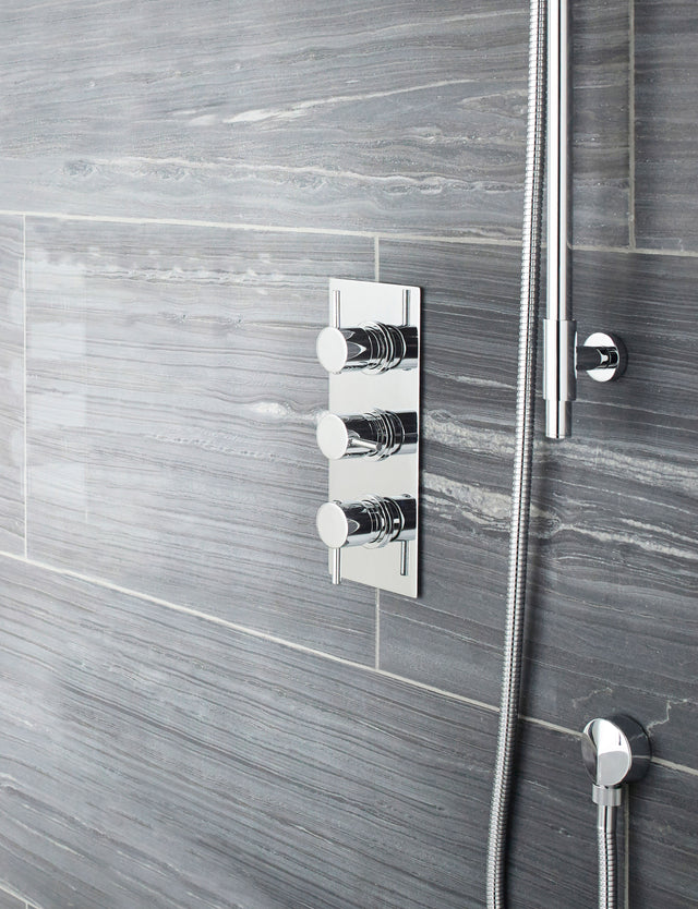 Nuie Triple Thermostatic Shower Valve With Diverter – Chrome