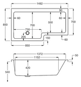 Carron Quantum L Shaped Shower Bath 1500x700(850)mm Left Hand - White Gloss (02173)
