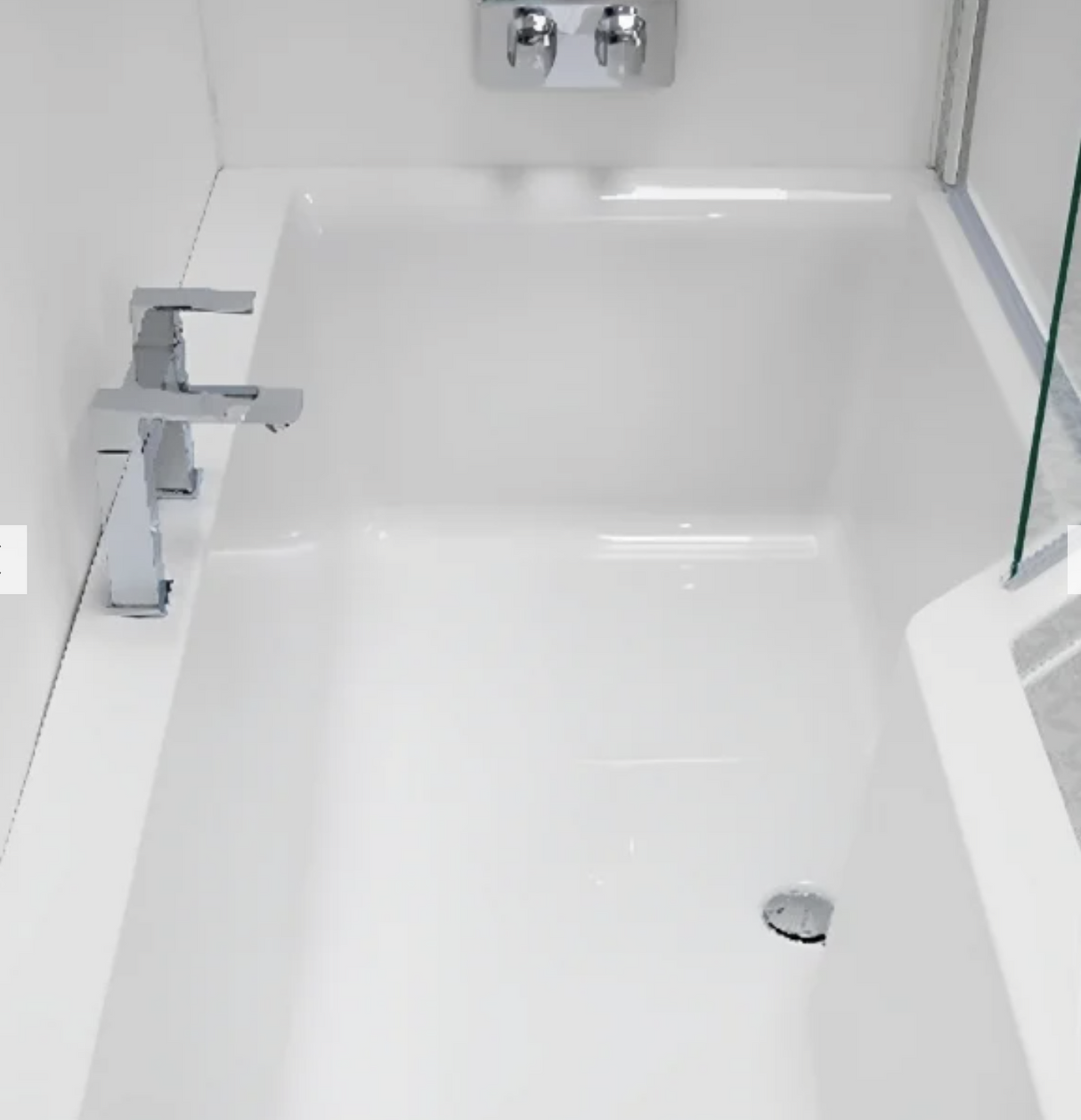 Carron Urban Edge L- Shaped Shower Bath 1575mm Right Hand - White Gloss (02429)