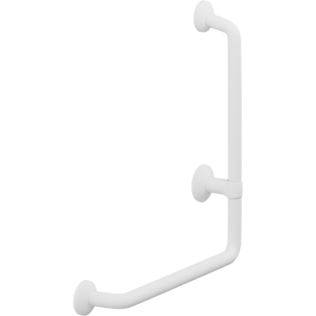 Pressalit PLUS angled handrail – 400 x 475 mm, Right, White