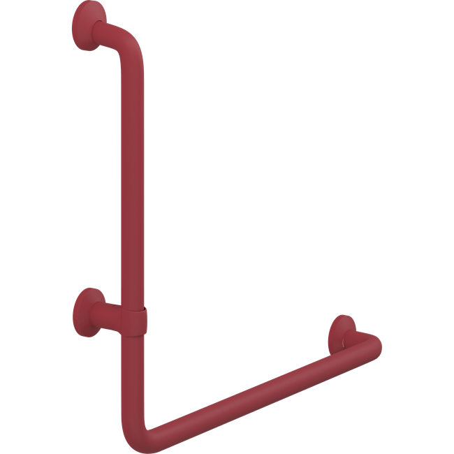 Pressalit PLUS angled handrail – 400 x 475 mm, Left, Red