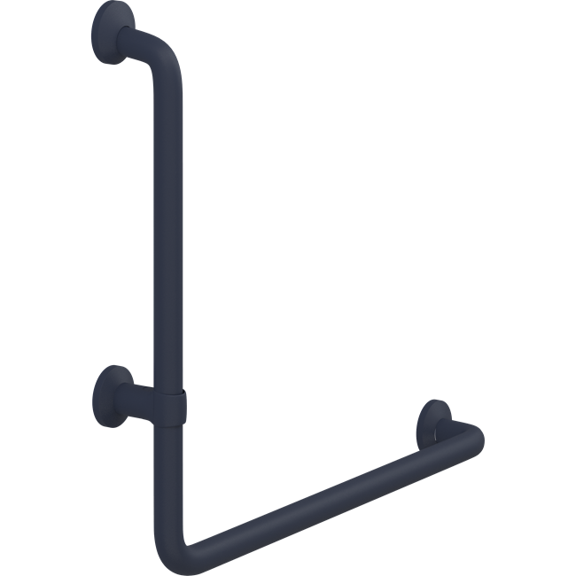 Pressalit PLUS angled handrail – 400 x 475 mm, Left, Dark Blue