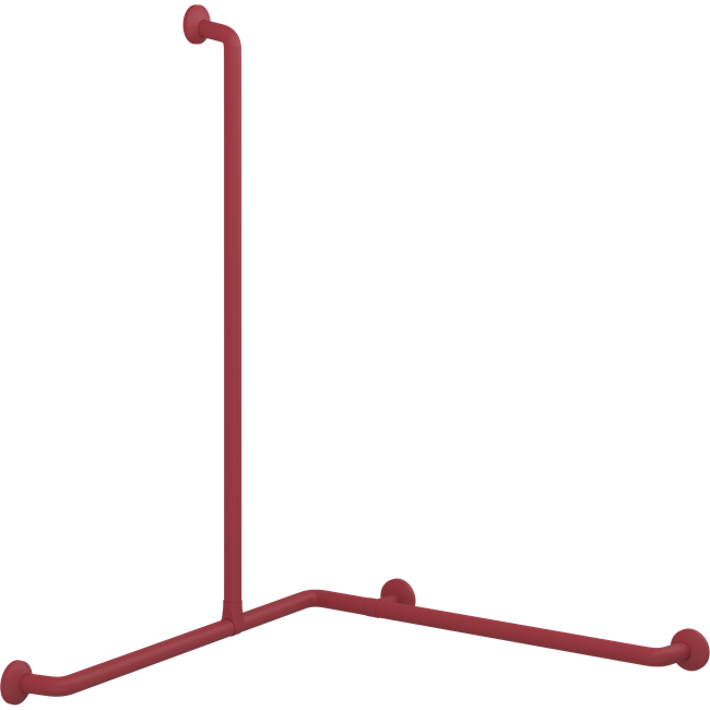 Pressalit PLUS corner shower handrail – 762 x 1200 x 1090 mm, Red