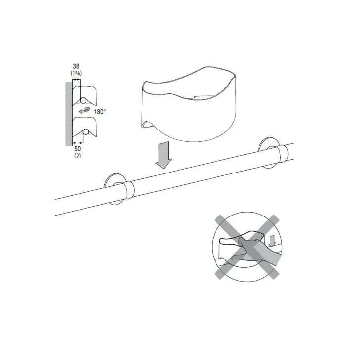 Pressalit soap dish for handrail – view 3