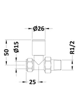 Nuie Straight Radiator Valve Pack (Pairs) – Chrome, photo 2
