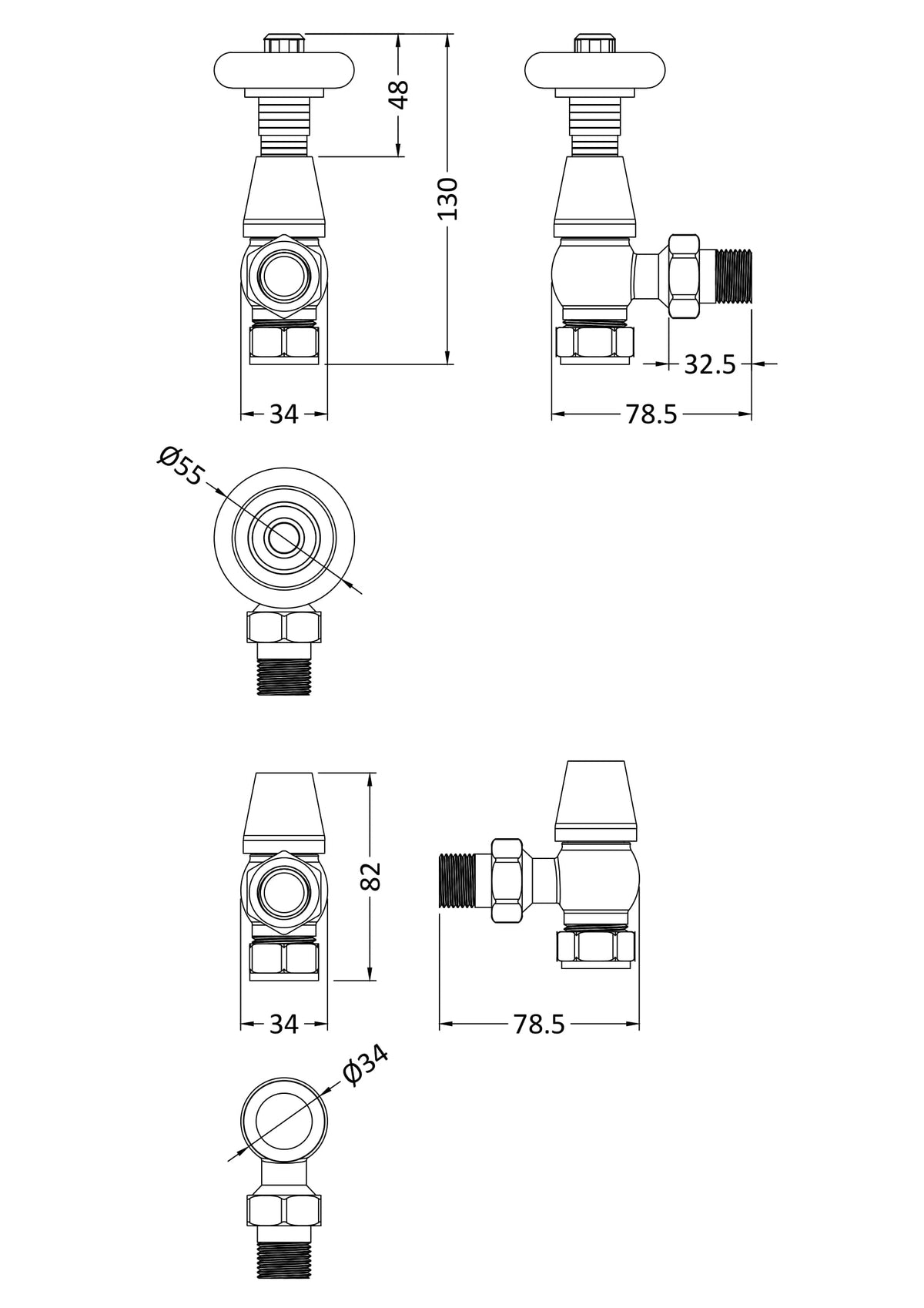 Nuie Camden Angled Thermostatic Radiator Valve – Antique Brass, Chrome or Satin Nickel, photo 4