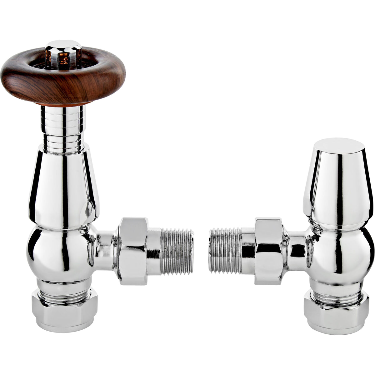 Nuie Camden Angled Thermostatic Radiator Valve – Antique Brass, Chrome or Satin Nickel, photo 2