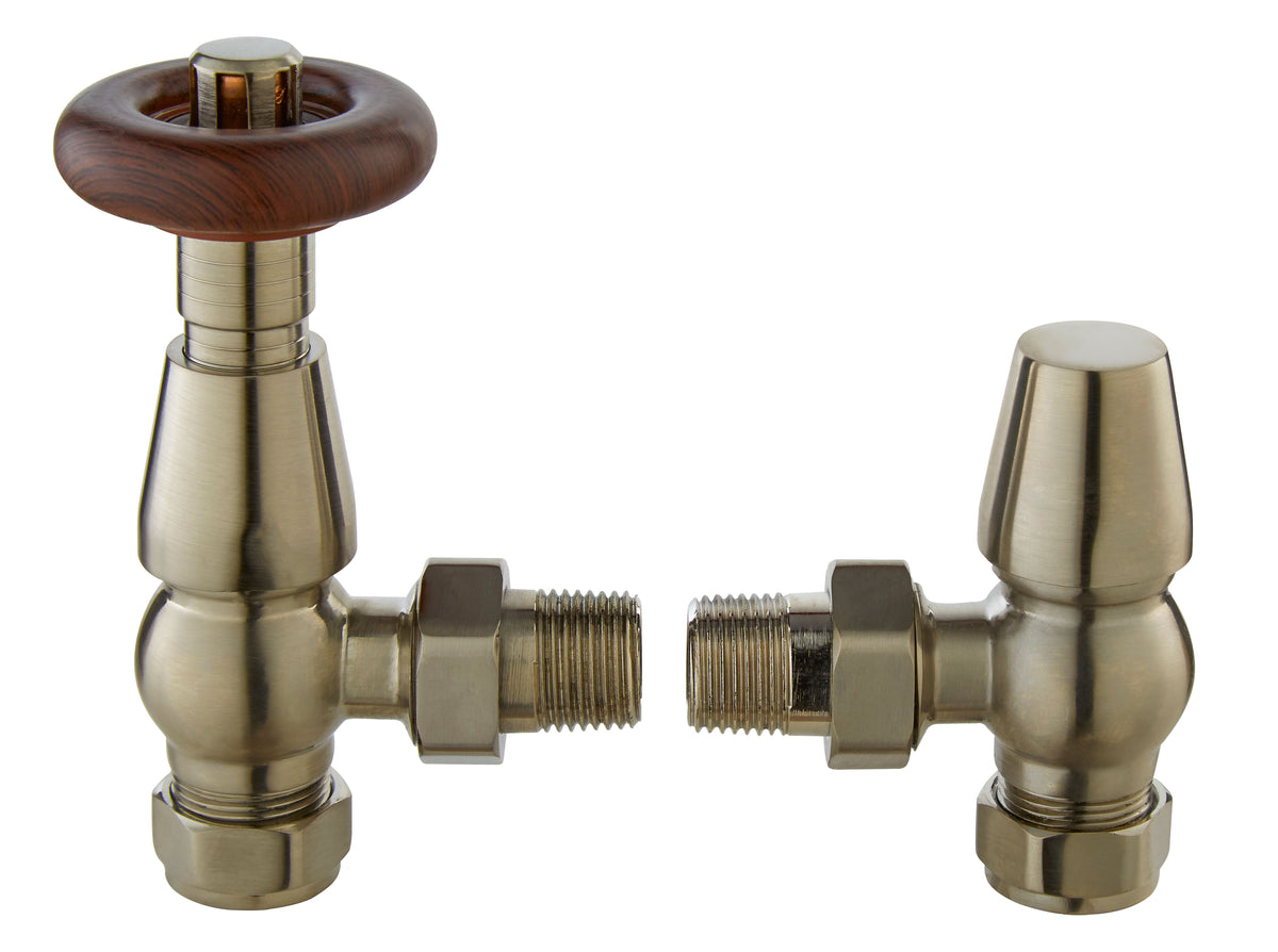Nuie Camden Angled Thermostatic Radiator Valve – Antique Brass, Chrome or Satin Nickel, photo 3