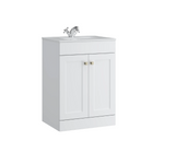 Kartell K-VIT Sanctuary 500mm 2 Door Floor Standing Unit With Ceramic Basin- Matt White (SAN500FSDO-SW FUR063PU)