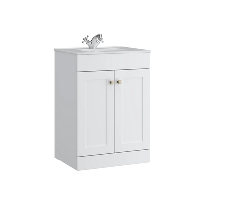 Kartell K-VIT Sanctuary 500mm 2 Door Floor Standing Unit with Ceramic Basin - Matt White