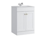 Kartell K-VIT Sanctuary 600mm 2 Door Floor Standing Unit With Ceramic Basin - Matt White (SAN600FSDO-SW- FUR057PU)