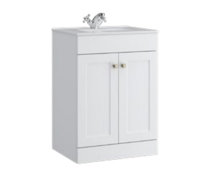 Kartell K-VIT Sanctuary 600mm 2 Door Floor Standing Unit with Ceramic Basin - Matt White