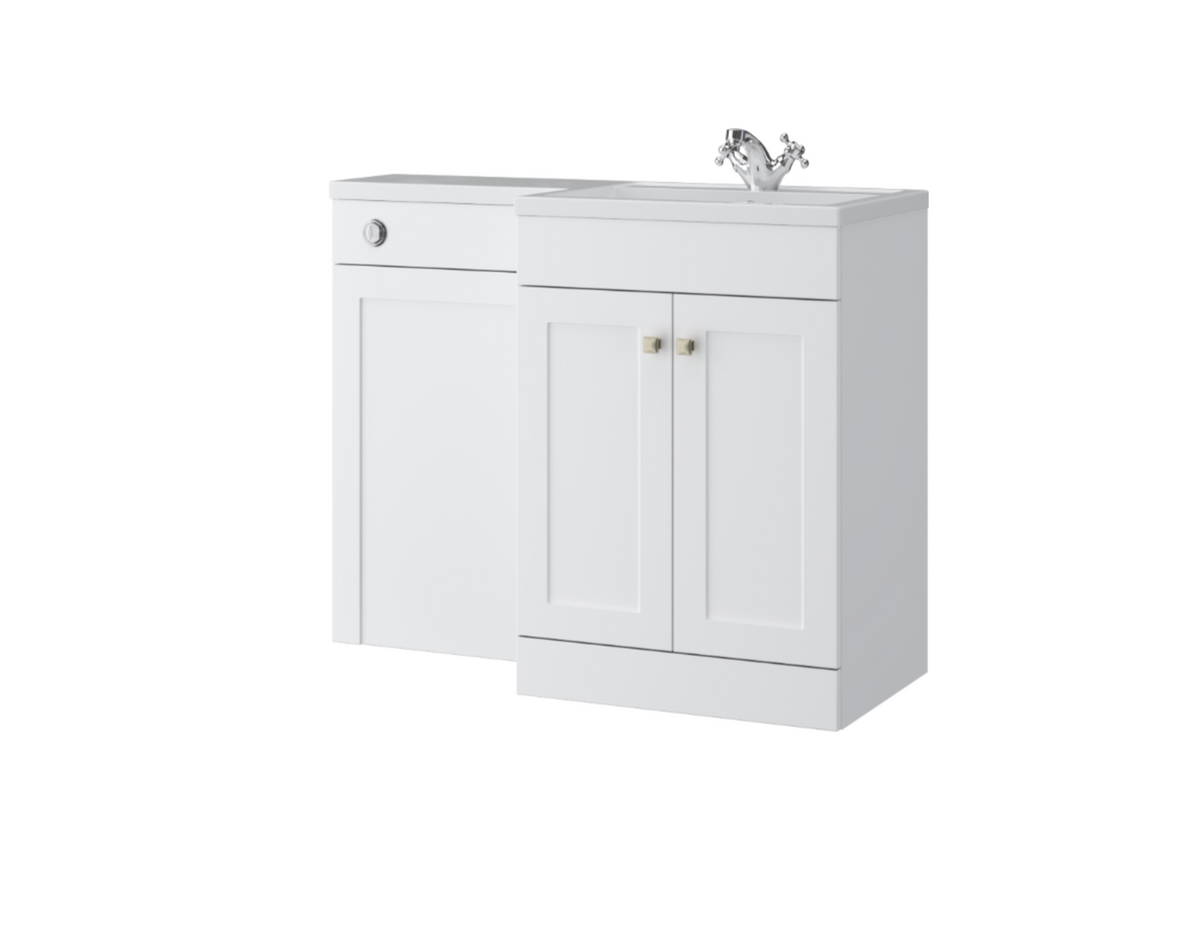 Kartell K-VIT Sanctuary 1100mm L-Shaped Furniture Pack, Right Hand - basin on the right - Matt White