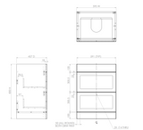 Kartell K-VIT Sanctuary 600mm 2 Drawer Floor Standing Unit With Ceramic Basin-Matt White (SAN600FSDR-SW FUR057PU)