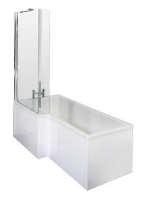 Nuie 1700mm Shower Bath With Screen, Side Panel And Legs Set – White, photo 2