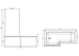 Nuie 1700mm Shower Bath With Screen, Side Panel And Legs Set – White, photo 3