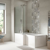 Nuie 1700mm Shower Bath With Screen, Side Panel And Legs Set – White
