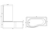 Nuie B-Shaped Shower Bath With Screen, Side Panel And Leg Set – 1500mm & 1700mm, photo 5
