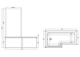 Nuie Square Shower Bath, Screen And Panel Set – 1600mm & 1800mm, photo 3