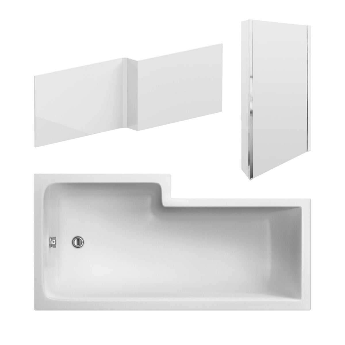 Nuie Square Shower Bath, Screen And Panel Set – 1600mm & 1800mm, photo 2