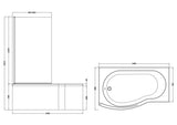 Nuie B-Shaped Shower Bath With Screen, Side Panel And Leg Set – 1500mm & 1700mm, photo 4