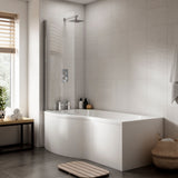Nuie B-Shaped Shower Bath With Screen, Side Panel And Leg Set – 1500mm & 1700mm
