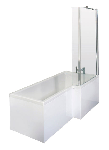 Nuie 1500mm Square Shower Bath Set with Screen, Side Panel And Leg Set – White, photo 3