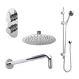 Nuie Arvan Twin Thermostatic Valve With Diverter, Shower Arm, Fixed Shower Head And Slider Rail Kit – Chrome, Matt Black or Brushed Brass