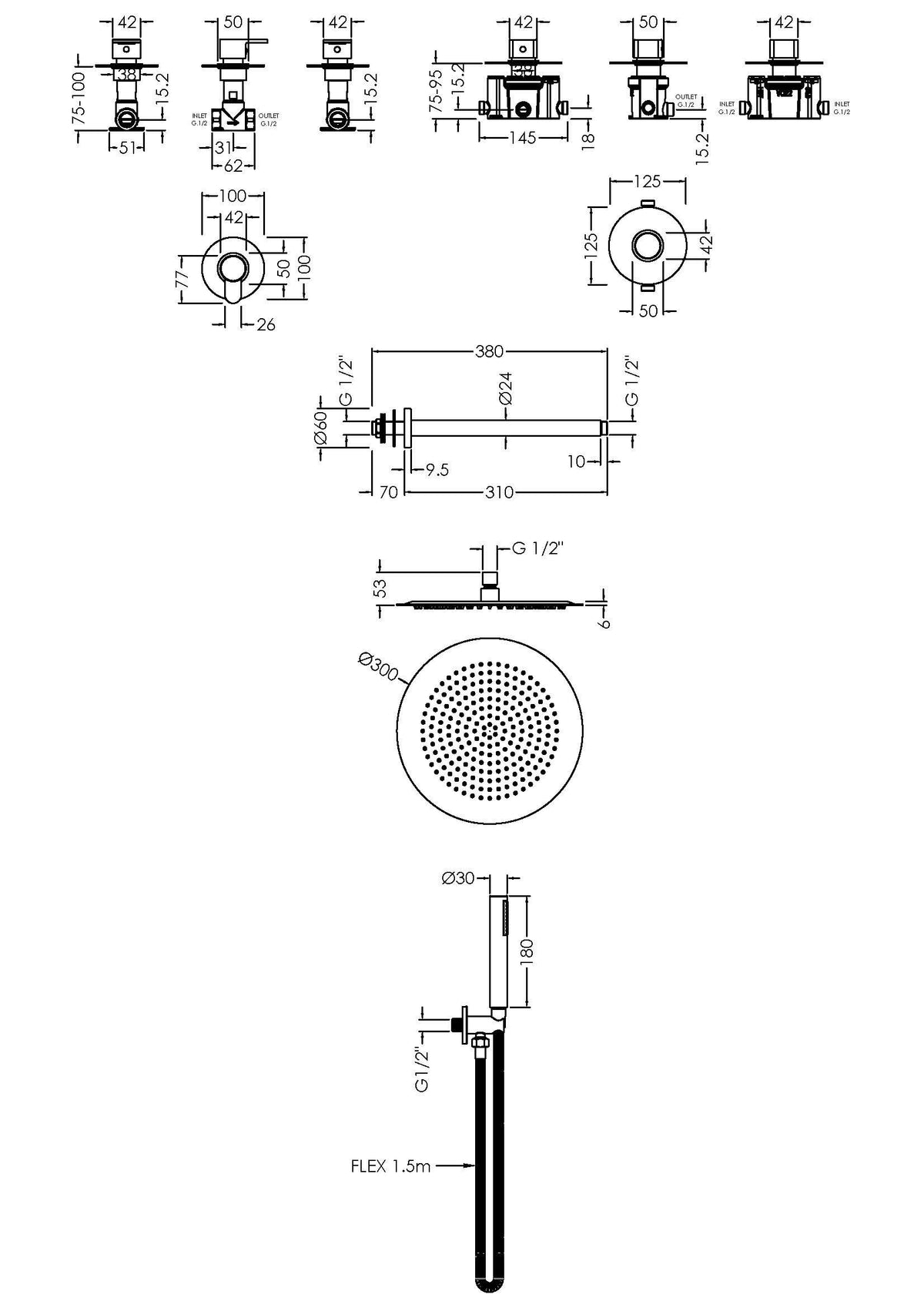 Nuie Arvan 2 Outlet Concealed Shower Valve With Stop Taps – Chrome, photo 3
