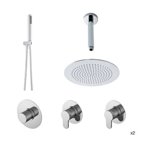 Nuie Arvan 2 Outlet Thermostatic Double Shower Bundle With Heads & Handsets – Chrome