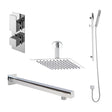 Nuie Windon Twin Thermostatic Valve With Diverter, Shower Arm, Fixed Shower Head And Slider Rail Kit – Chrome, Matt Black or Brushed Brass