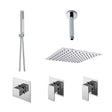 Nuie Windon Square Concealed 2 Outlet Thermostatic Shower Valve With Stop Taps – Chrome, photo 2