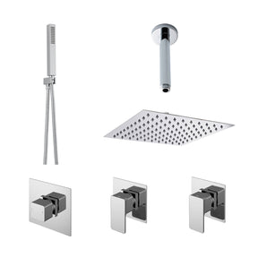 Nuie Windon Square Concealed 2 Outlet Thermostatic Shower Valve With Stop Taps – Chrome, photo 2
