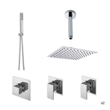Nuie Windon Modern Double Shower Bundle With Heads & Handsets – Chrome