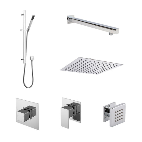 Nuie Windon 3 Outlet Thermostatic Shower System With Stop Taps – Chrome