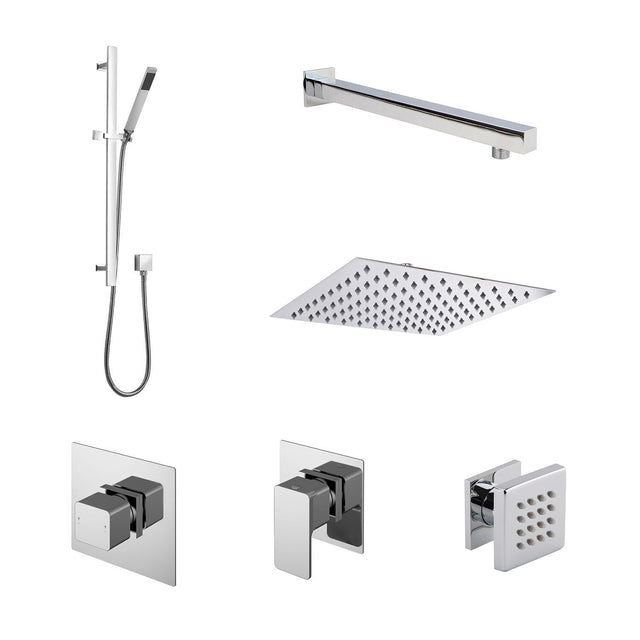 Nuie Windon 3 Outlet Thermostatic Shower System With Stop Taps – Chrome