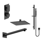 Nuie Windon Twin Thermostatic Valve With Diverter, Shower Arm, Fixed Shower Head And Slider Rail Kit – Chrome, Matt Black or Brushed Brass, photo 2