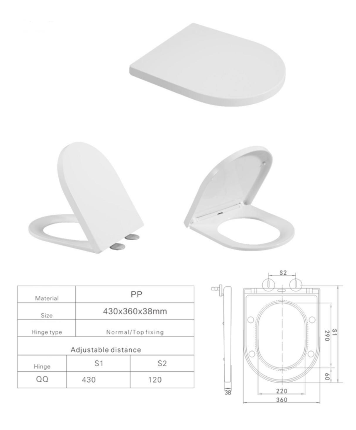 Kartell K-VIT Slim Wrapover D Soft Close Toilet Seat – White (SEA103D)