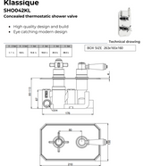 Kartell K-VIT Klassique Concealed Thermostatic Shower Valve Chrome (SHO042KL)